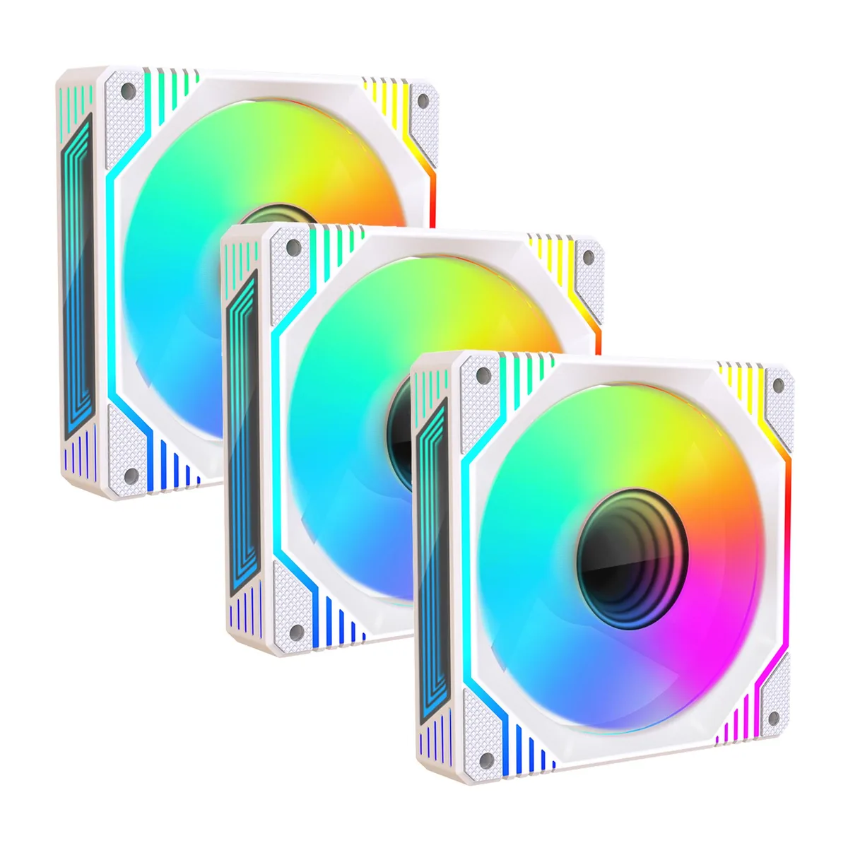 PANO-MOUNTS PANO-MOUNTS 120mm White Infinity Mirror ARGB Case Fan 3-Pack — product photo