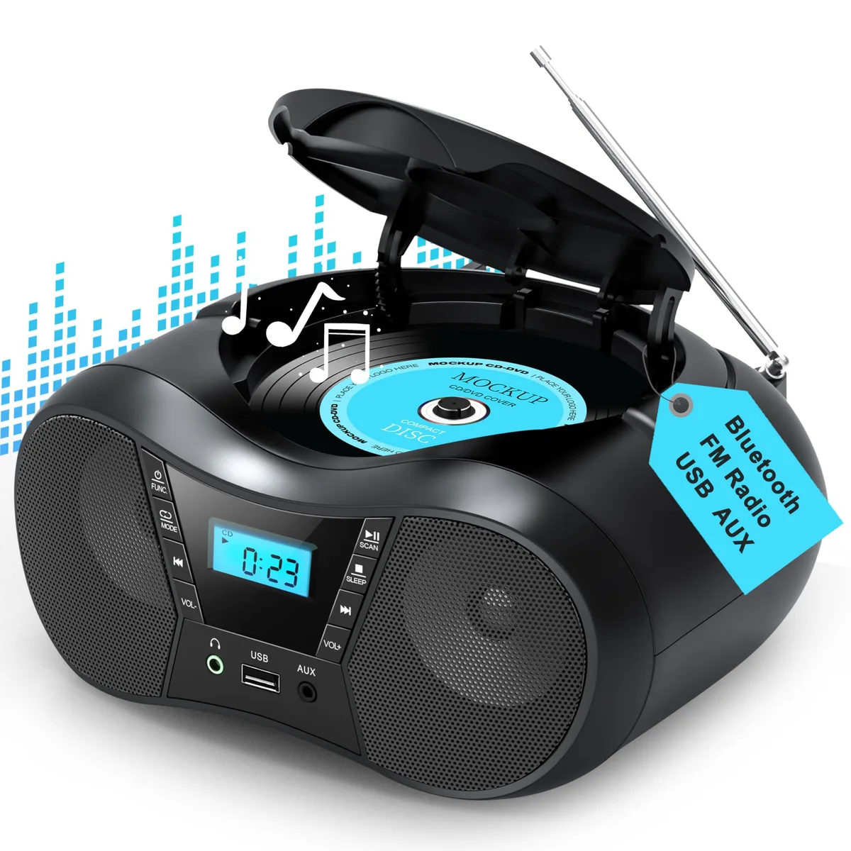 AUDIOVOX CD-X9B cd player Bluetooth 5.1 FM 87.5-108MHz 12W 1.288kg — product photo