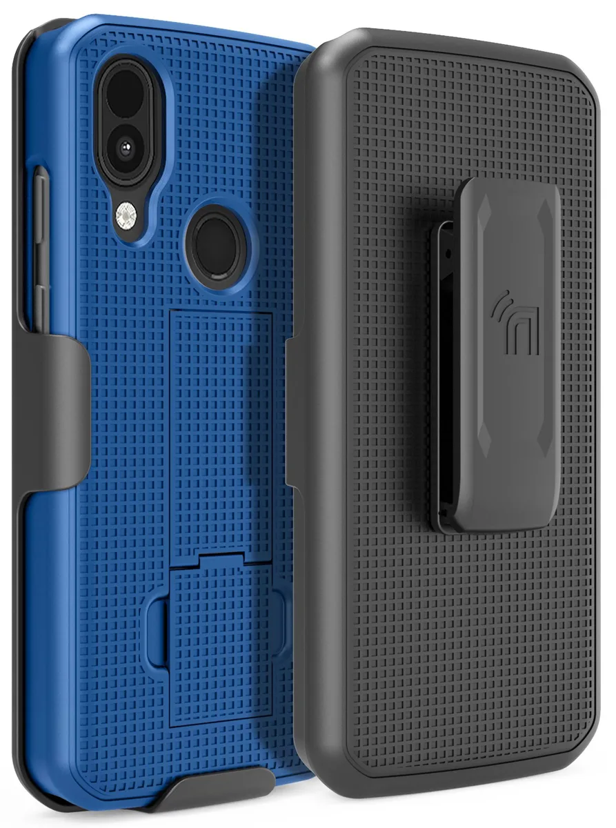 Nakedcellphone Nakedcellphone Kickstand Case + Belt Clip Holster Combo Blue 13-position CAT S62 PRO — product photo