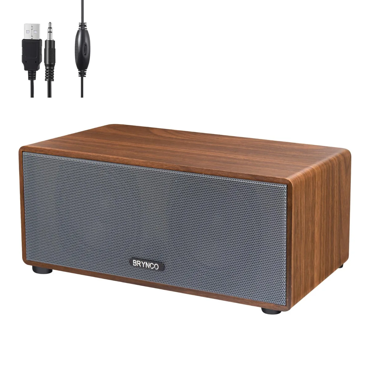  BRYNCO A111 10W 2.0 USB Wired Speaker Brown Wood-Grain — product photo
