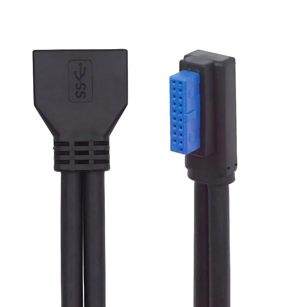 LORDWORLD LORDWORLD Low Profile Right Angled USB 3.0 20Pin 19Pin Male Female Extension Cable 24cm — product photo