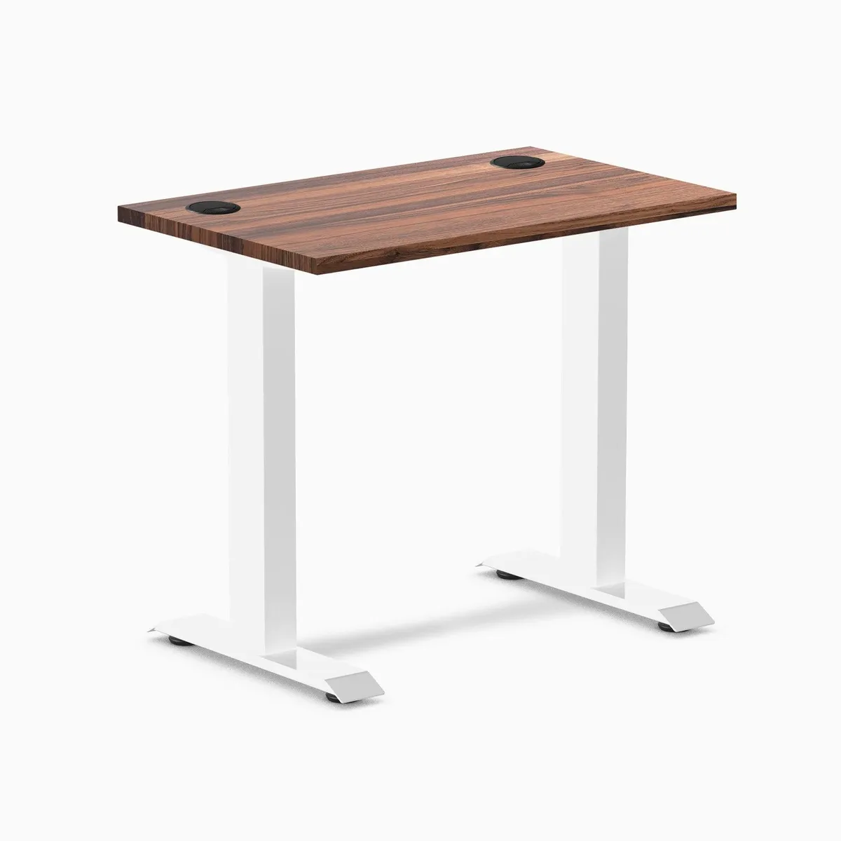 Desky Desky Zero Mini Hardwood Desk Walnut White 32 x 20 in with Grommets office furniture — product photo