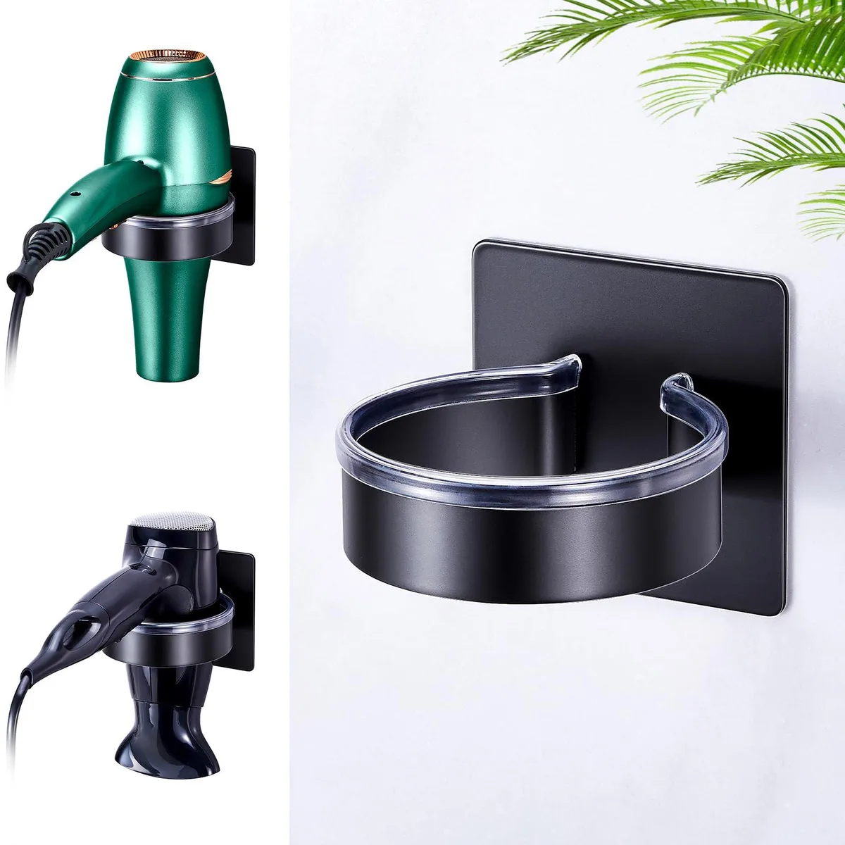  WAYASI Hair Dryer Holder Wall Mount Stainless Steel SUS304 Matte Black — product photo