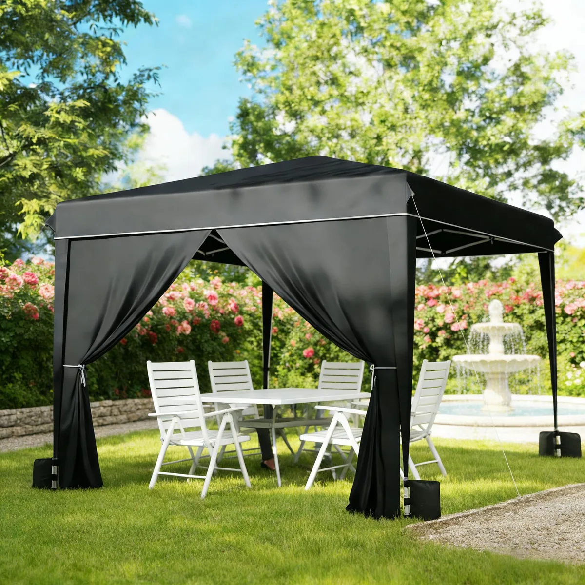 Bullride Bullride Premium Pop-Up Canopy 10x10 ft Black White — product photo