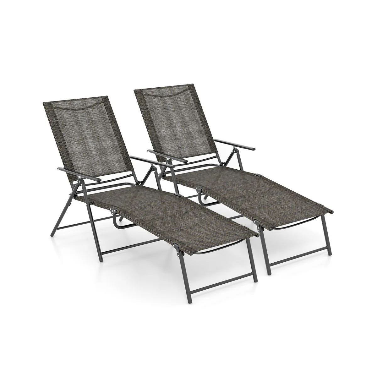 SlickBlue SlickBlue 2 Piece Patio Folding Chaise Lounge Chairs Recliner 6-Level Backrest Brown — product photo