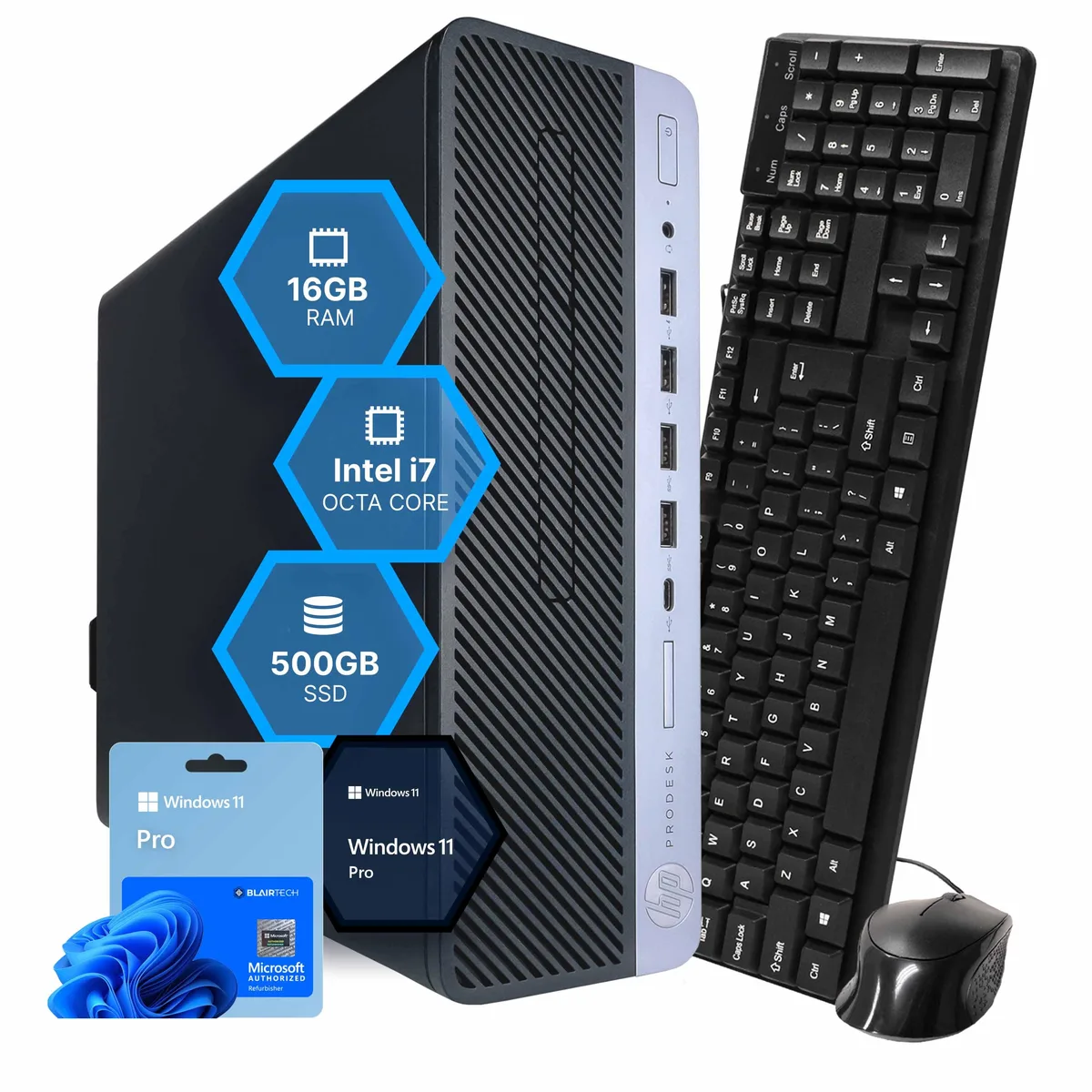 HP HP ProDesk 600 G5 Desktop PC i7-9700 16GB DDR3 500GB SSD 500GB HDD Windows 11 Pro — product photo