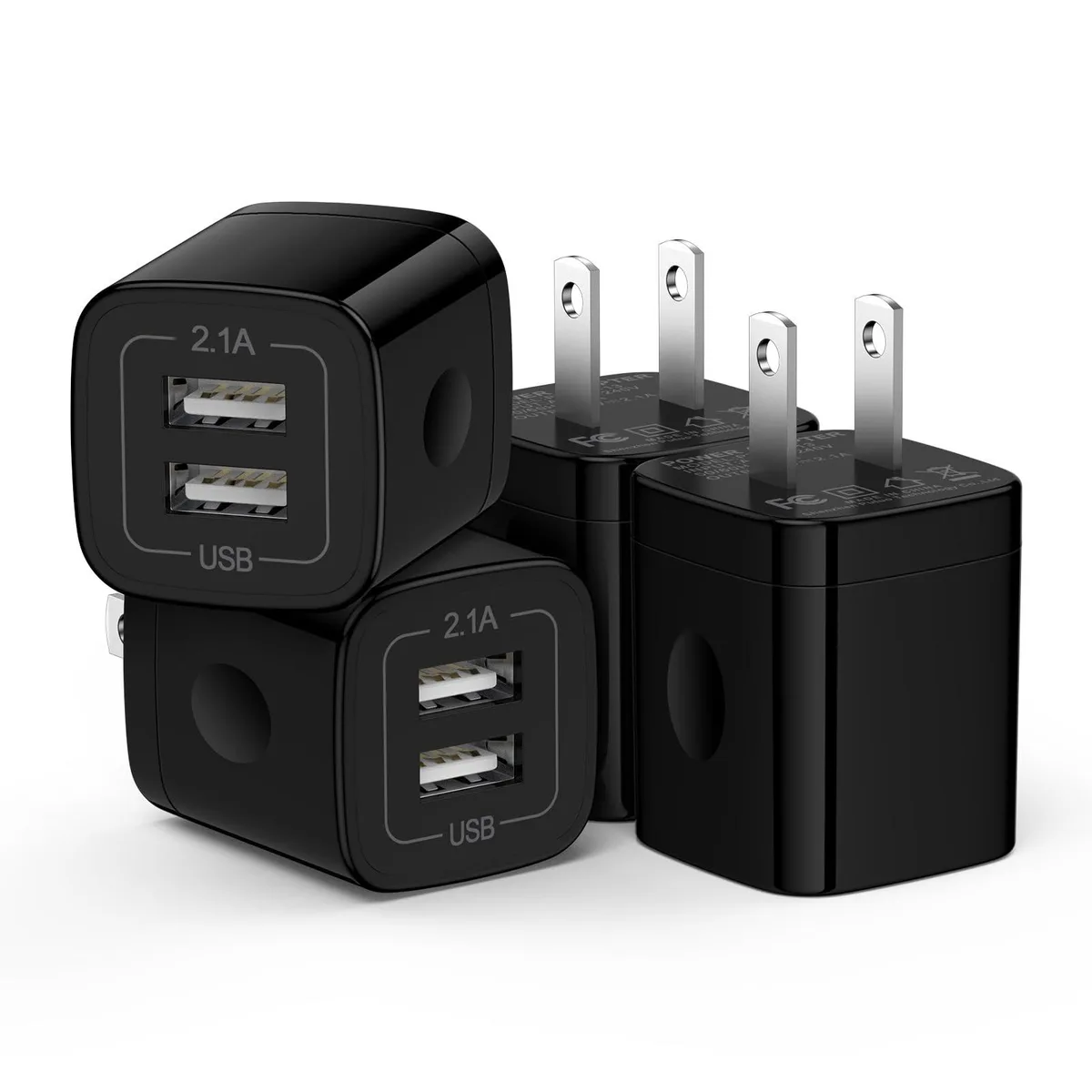  Uenlio TP249 2-Pack USB-A Wall Charger 5V 2.1A Dual Port Black — product photo