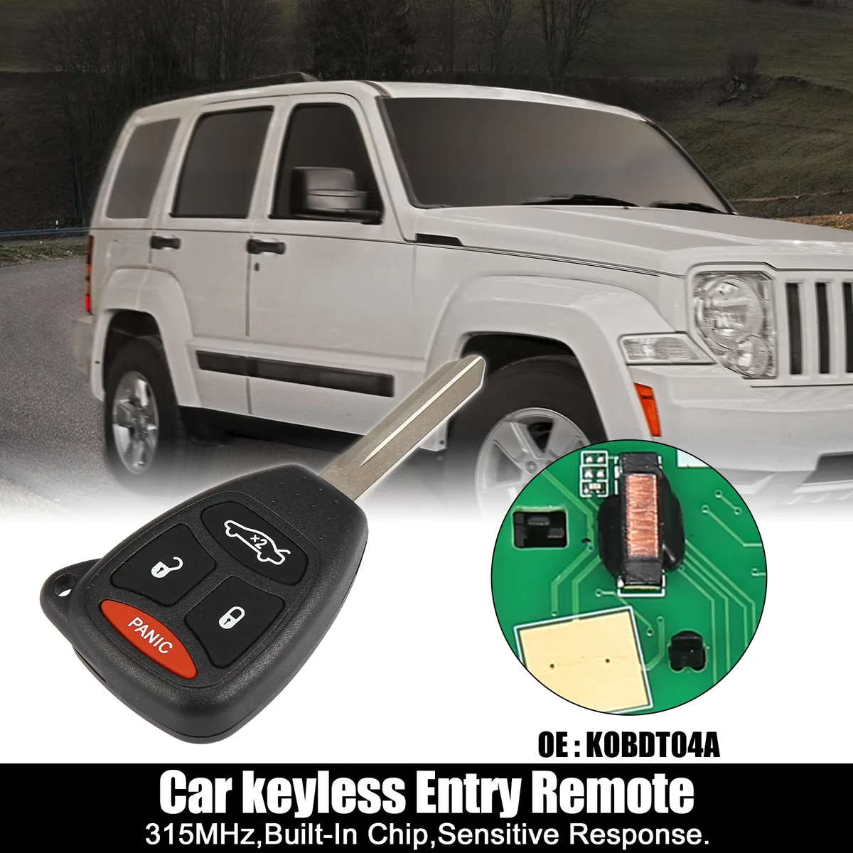 Unique-Bargains Unique-Bargains KOBDT04A 315MHz 4-Button Key Fob with Door Key — product photo