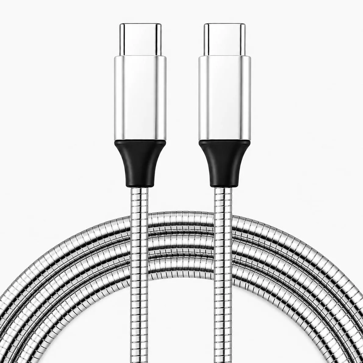 Orange USB-C cable with metallic aluminium connectors, 3.3 ft long