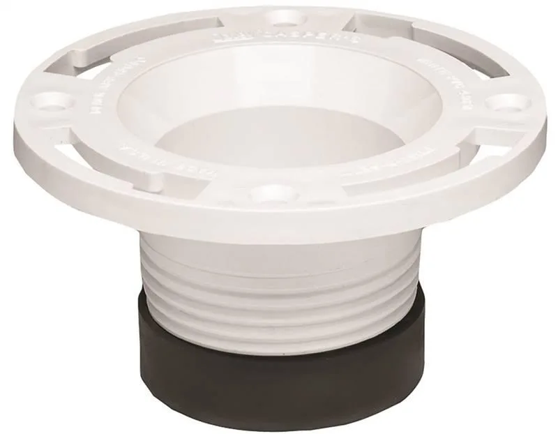 White PVC closet flange with attached rubber gasket