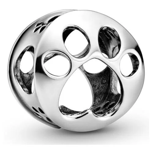 Sterling silver openwork paw-print charm with heart-shaped cut-out