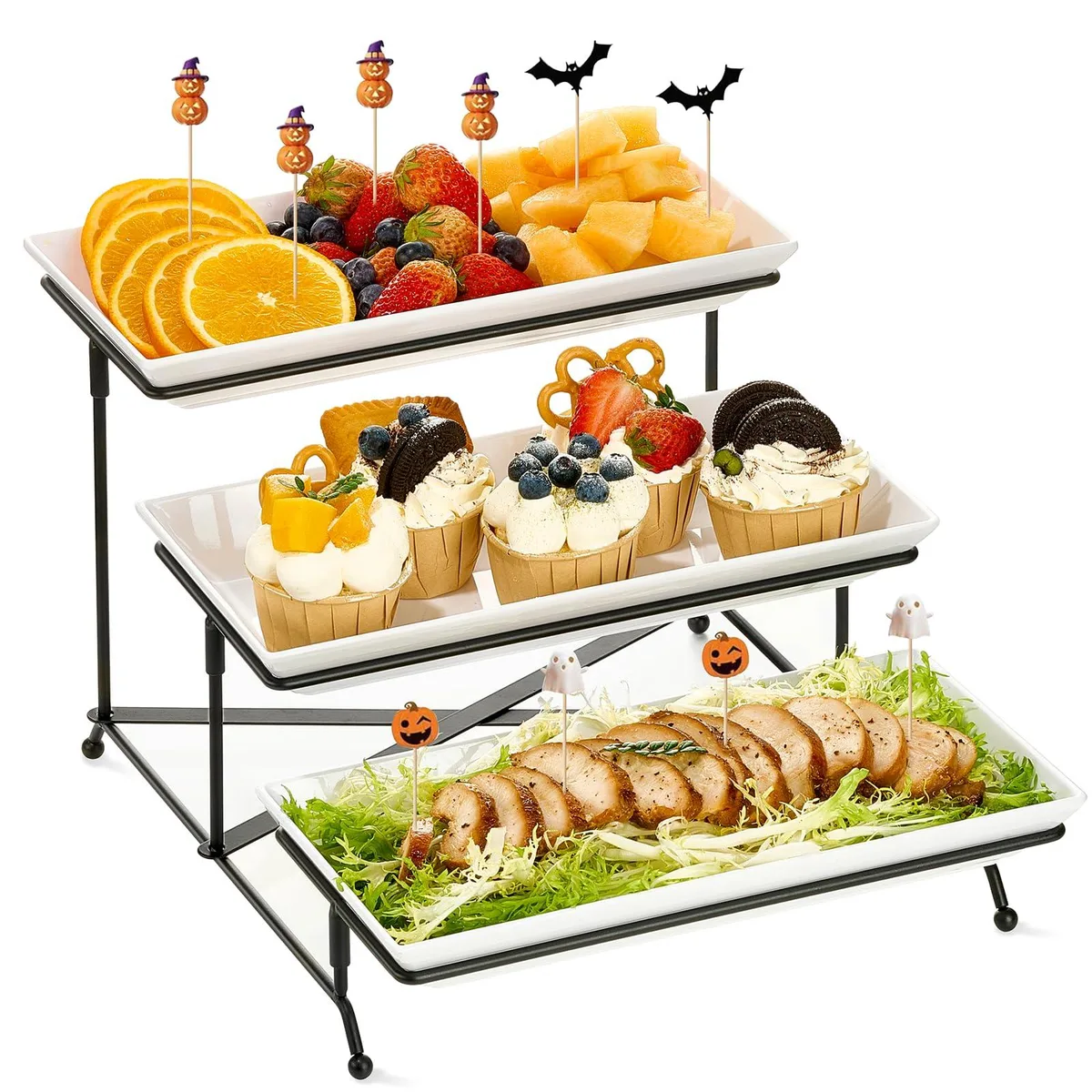  Handy Gourmet 3-Tier Serving Tray Set 12 in x 11.7 in x 8.2 in — product photo