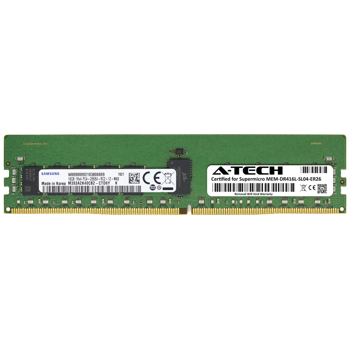 A-Tech A-Tech Supermicro Certified 16GB DDR4 2666 ECC RDIMM 1Rx4 — product photo