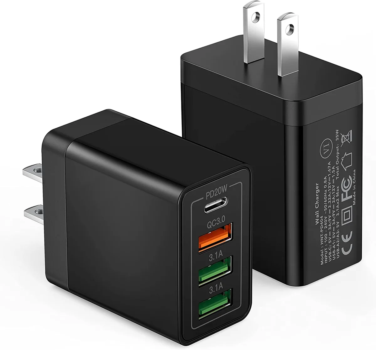 Corn Electronics Corn Electronics 35W 4-Port USB Charger 2-Pack Black — product photo