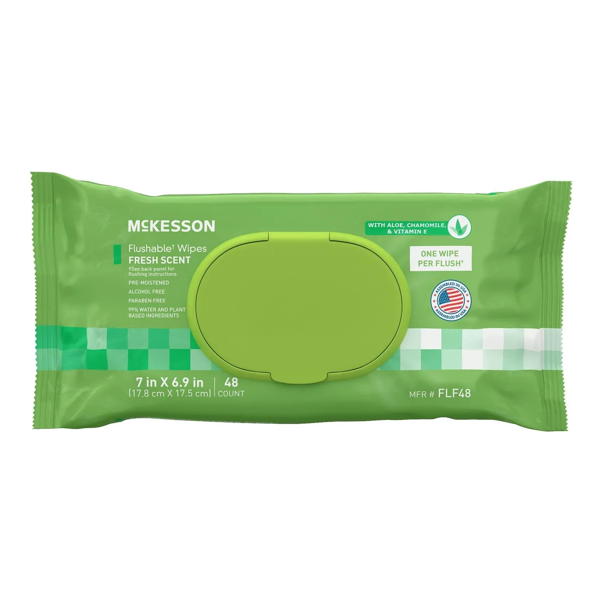 Soft pack of 48 scented flushable wipes with snap lid