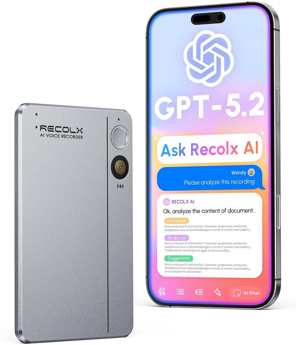  RECOLX JYDH-100 Grey voice recorder 64 GB 30-hour — product photo