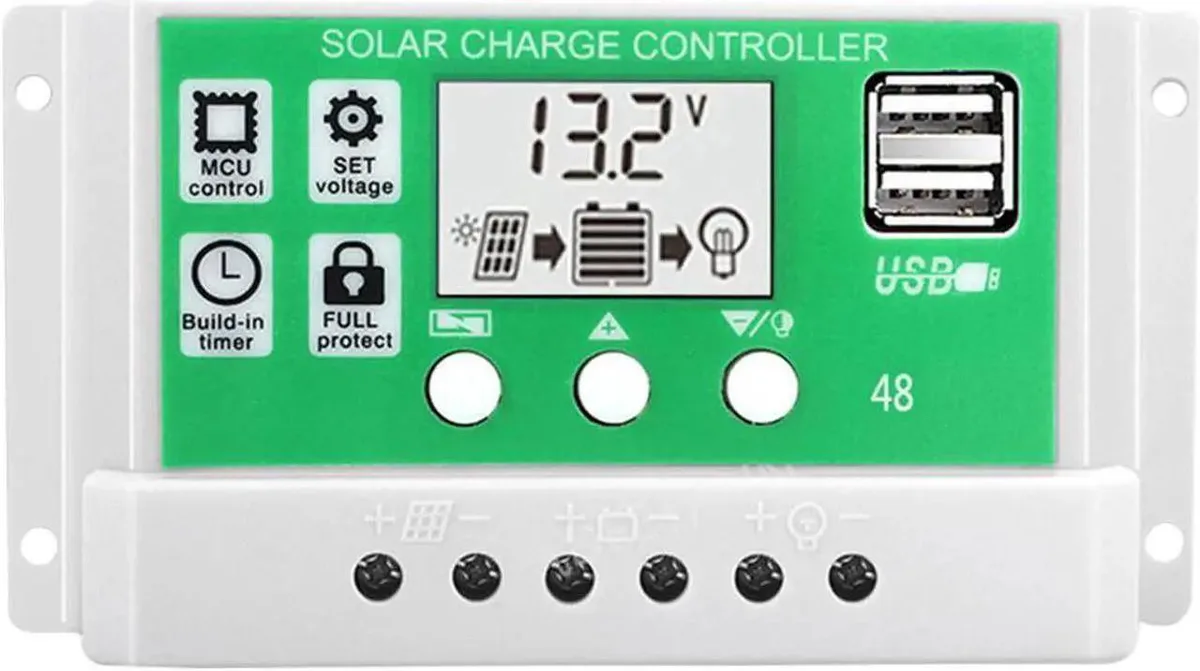Vszerda Vszerda 30A 12V 24V Solar Charge Controller LCD USB gadget — product photo