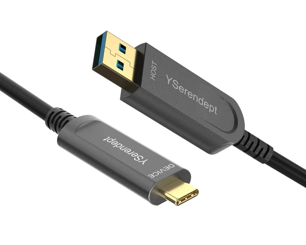 Adafruit Adafruit 2 in 1 Accessories USB 3.2 Gen2 10Gbps Active Optical Cable 33ft Grey — product photo