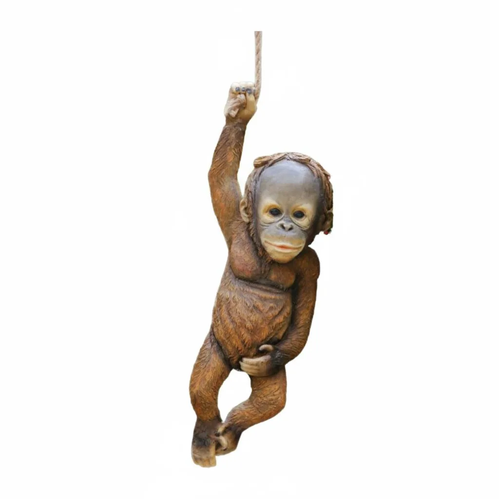 The Perfect Part The Perfect Part Hanging Monkey Garden Decor 12x5x3cm Brown Denim Resin Hand Painted — product photo