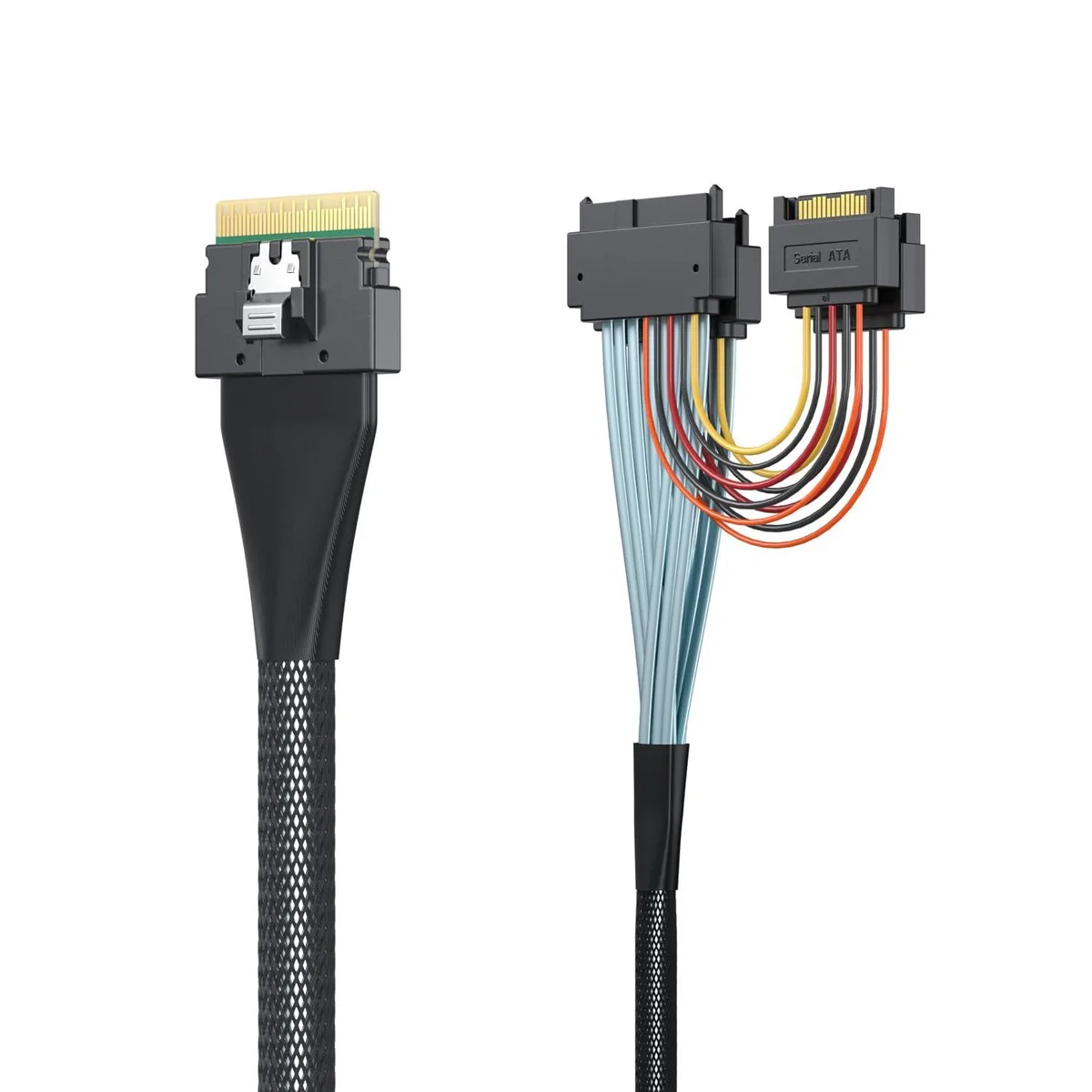 Vszerda Vszerda SlimSAS SFF-8654 8i to Dual U.2 SFF-8639 Adapter Cable with 15Pin SATA Power, 1m — product photo