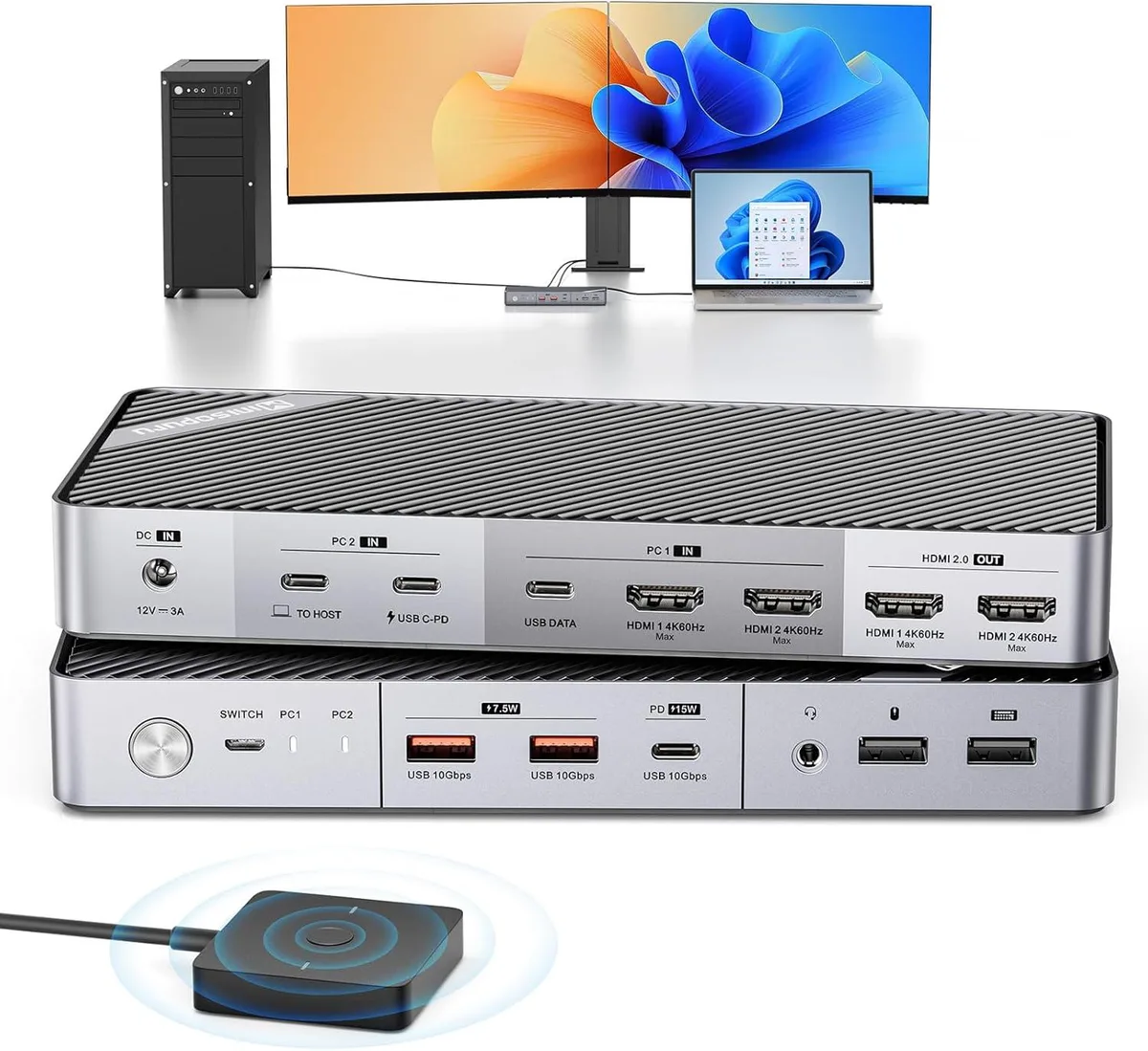 Explus-C Explus-C 4K Dual Monitor KVM Switch 2 HDMI 5 USB Audio — product photo