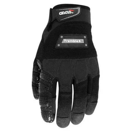 Fingerless vibration-dampening gloves in synthetic leather with gel pods and silicone grip, size 2XL