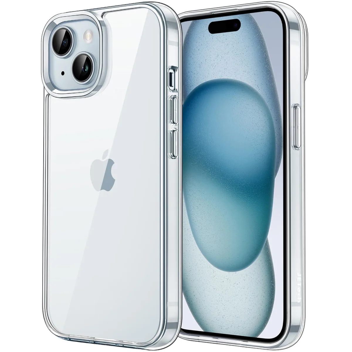 Transparent phone case with hard clear back and flexible bumper edges