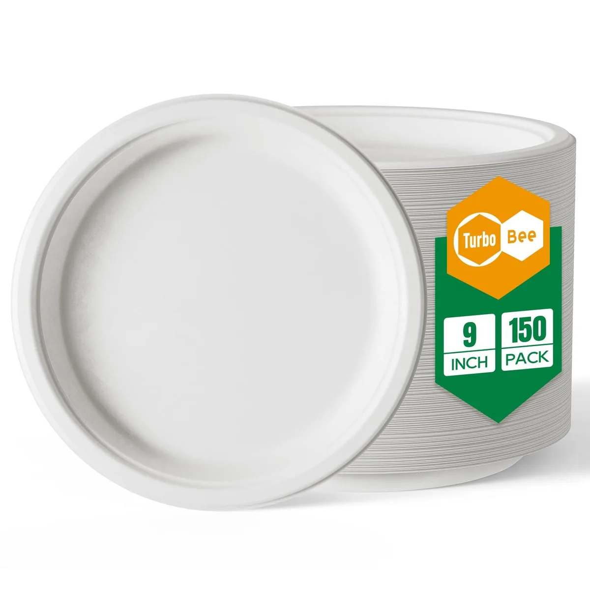 Stack of white rectangular sugarcane bagasse plates