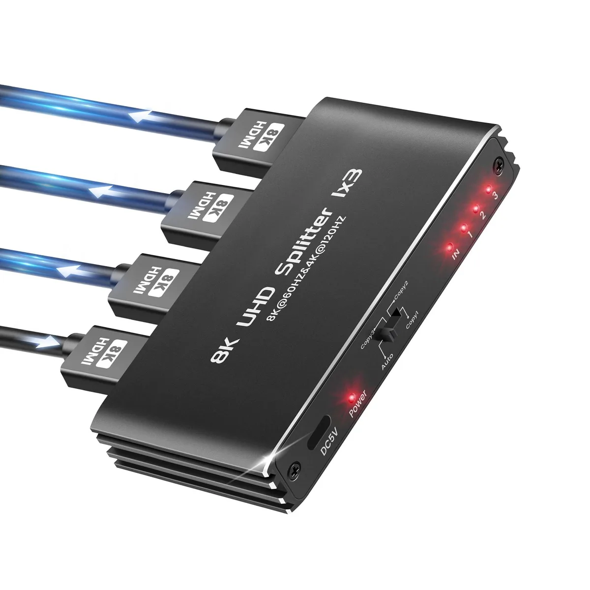 WRIARICH WRIARICH HDMI 2.1 Splitter 1×3 8K@60Hz 4K@120Hz 48Gbps — product photo