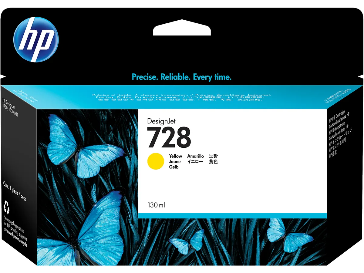 HP HP F9J65A 728 130-ml Yellow DesignJet Ink Cartridge — product photo