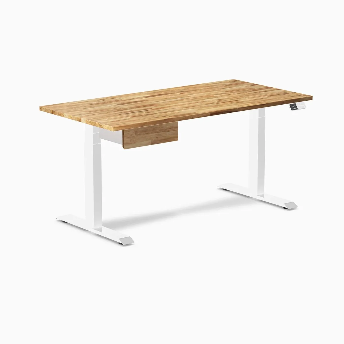 Desky Desky Dual Hardwood Standing Desk With Drawer Acacia 60 x 30 in White — product photo