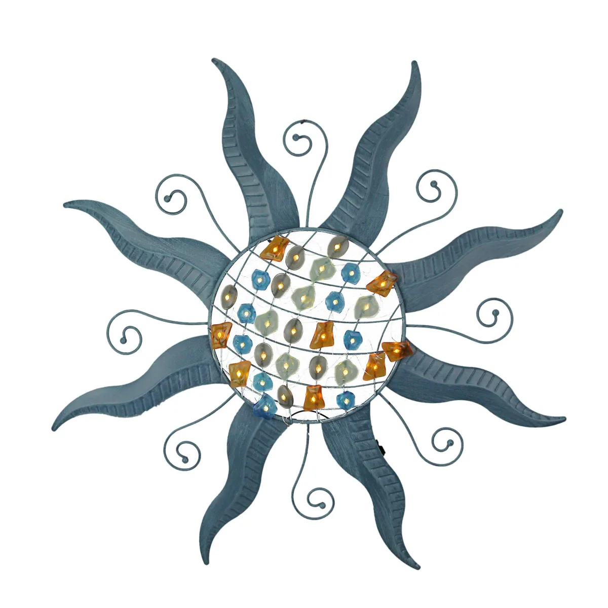 Gerson Gerson Sun Wall Sculpture 28 Inch Blue Metal LED Wall Art — product photo