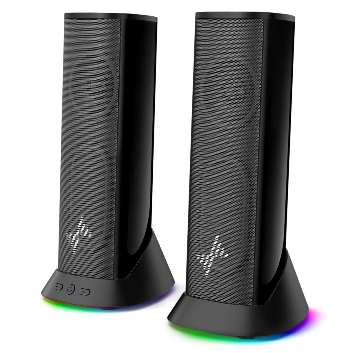 Nylavee SK700 2.0 stereo speakers, 8 W, 3.5 mm aux, RGB, black — product photo