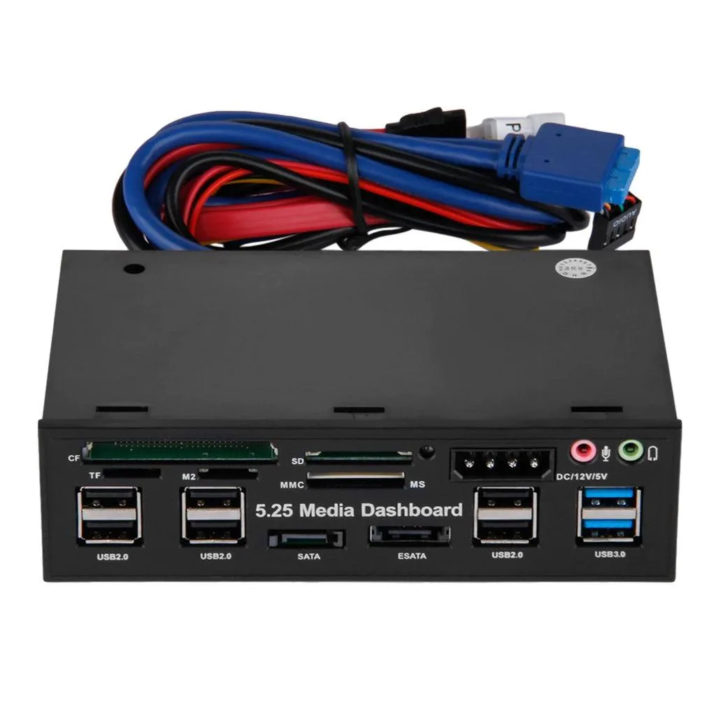 Hetai Tech Hetai Tech 5.25" Front Panel Card Reader USB 2.0 3.0 SATA e-SATA — product photo