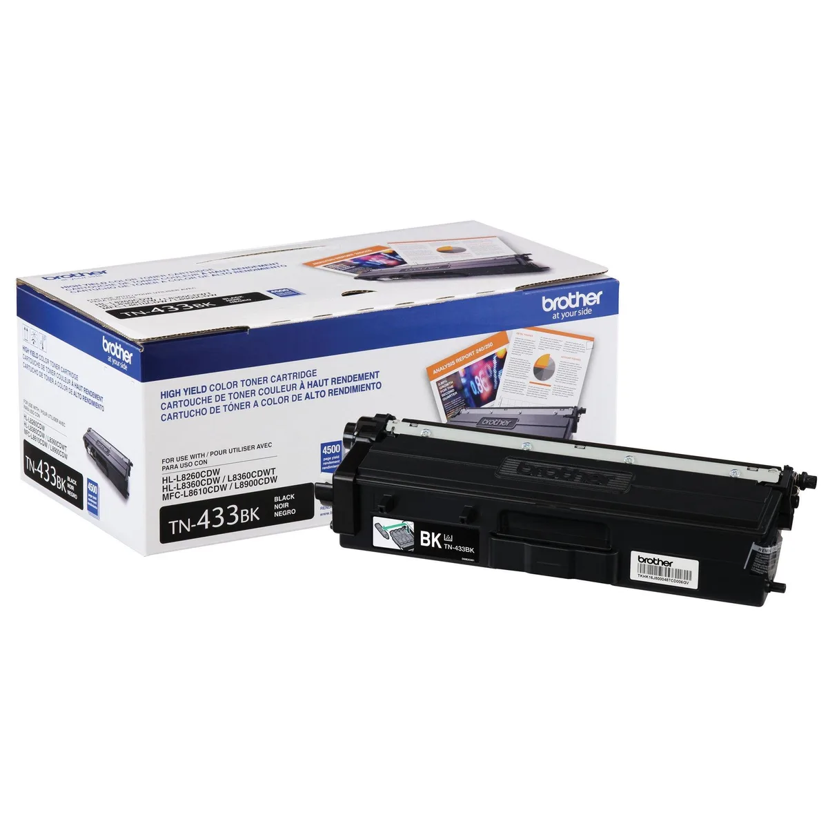 Brother Brother TN433BK Black Toner Cartridge High Yield 4500 Pages toner cartridges (genuine brands) — product photo