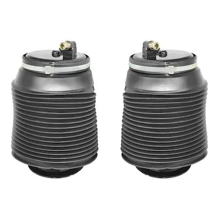 Unity rear air spring kit with two black rubber bags and metal fittings
