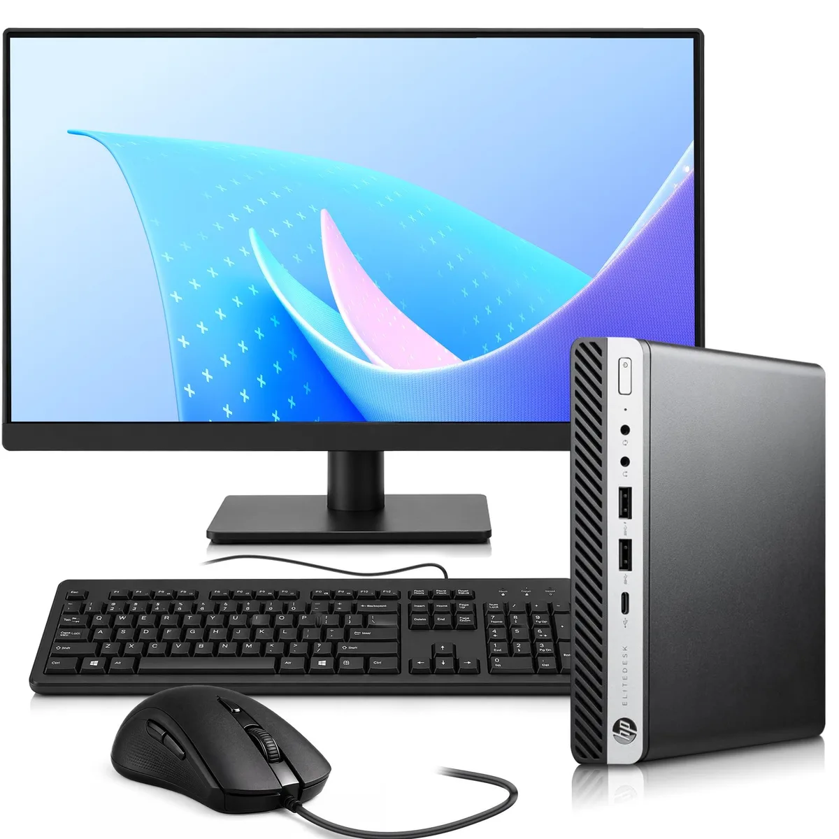 HP HP EliteDesk 800 G5 Mini i7-9700T 16GB DDR4 1TB SSD 24in Monitor Win 11 Pro — product photo