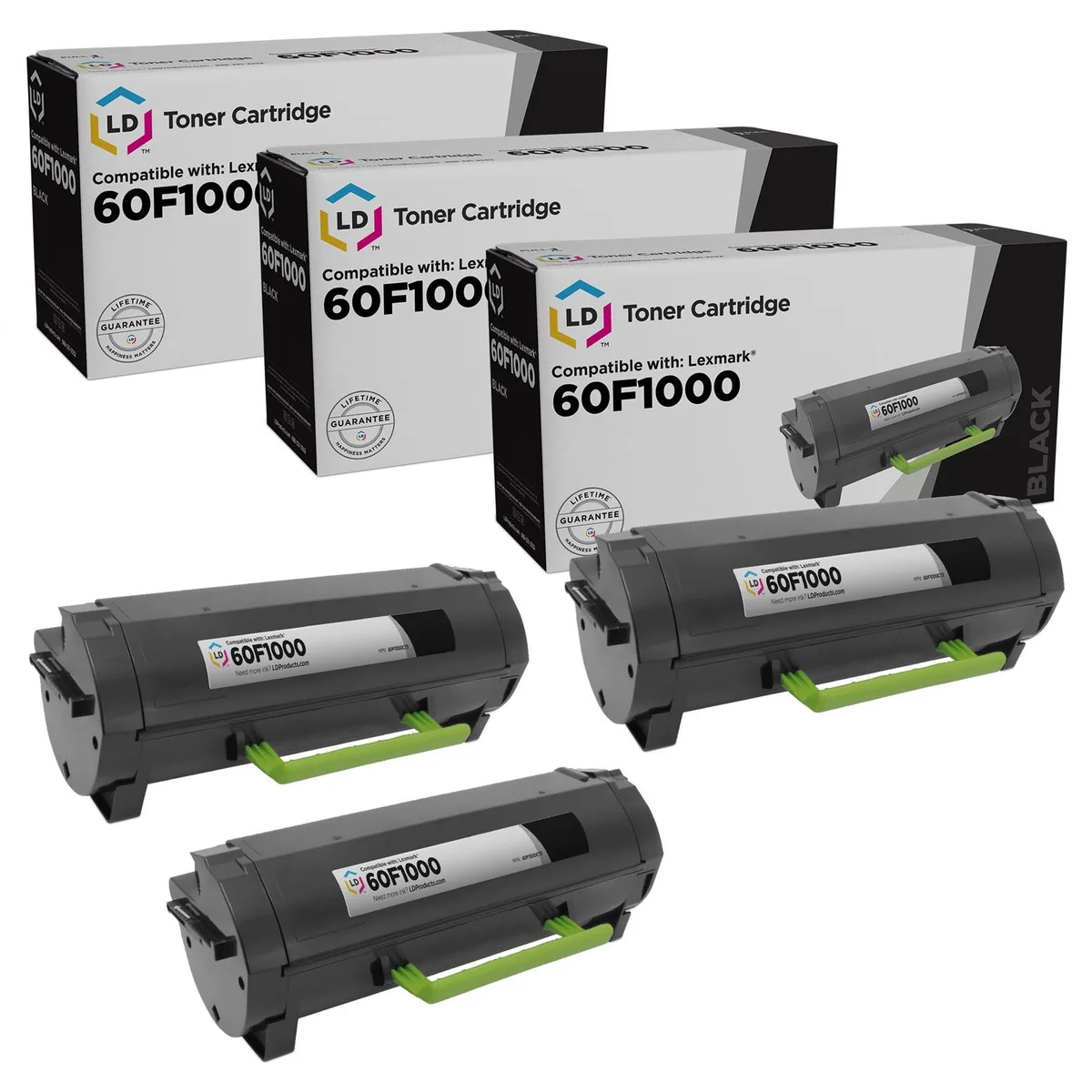 LD Products LD Products Compatible Toner Cartridge Lexmark 601 60F1000 Black 3-Pack — product photo