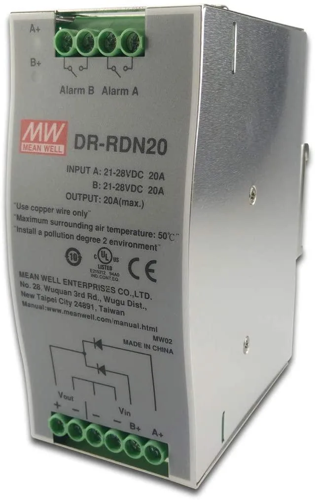 Mean Well Mean Well 20A Redundancy Module 24V DIN Rail 35 7.5 15 power supply — product photo