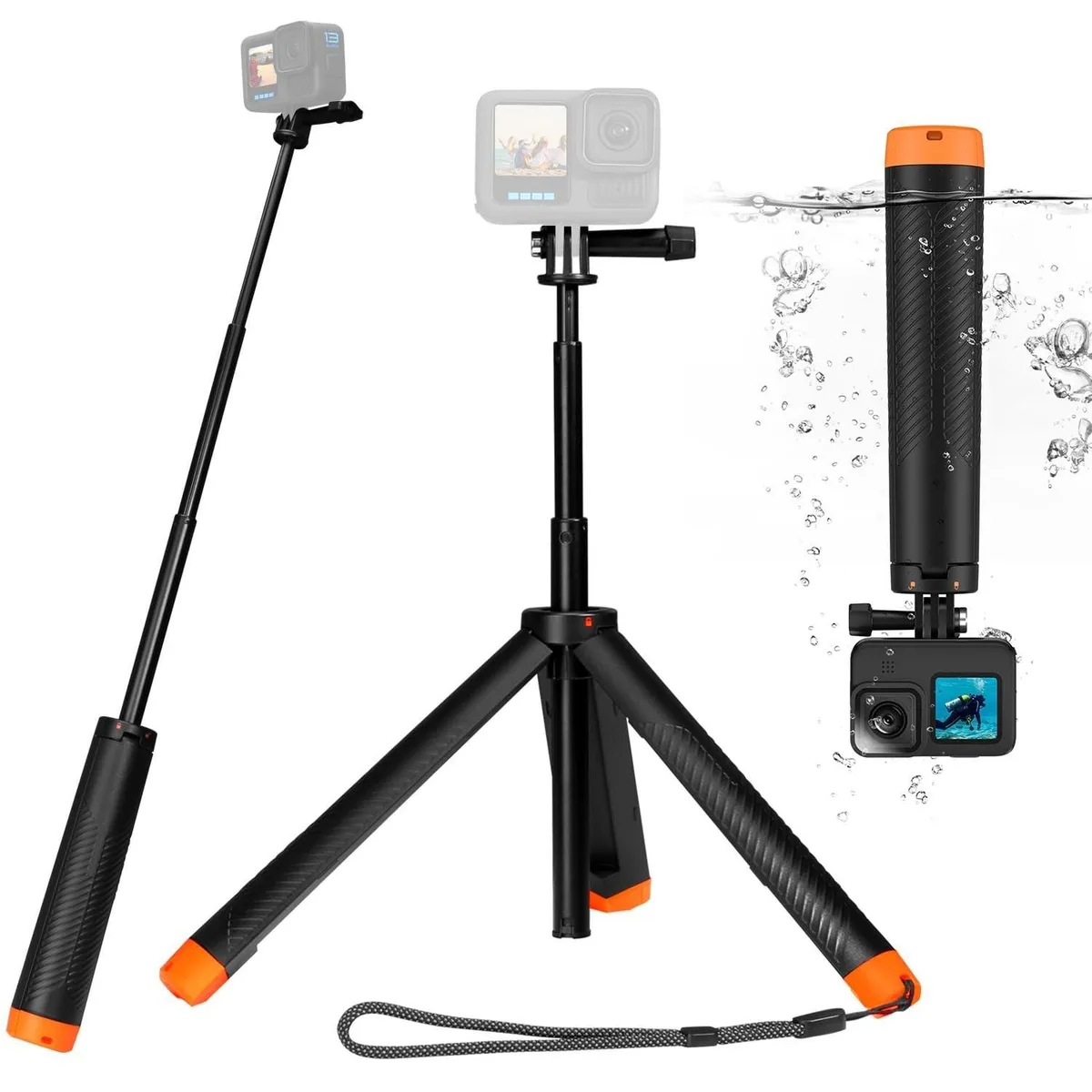 ARCTIC ARCTIC Waterproof Selfie Stick Floating Hand Grip Tripod 2 in 1 accessory — product photo