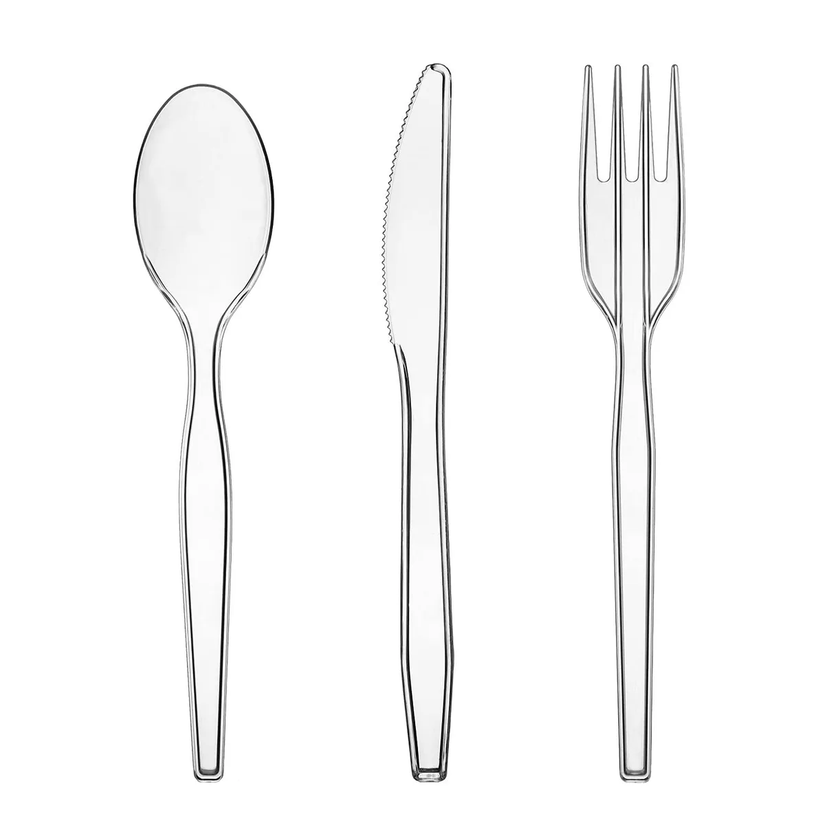 Black stainless steel cutlery set with plastic handles, seven pieces in divided tray