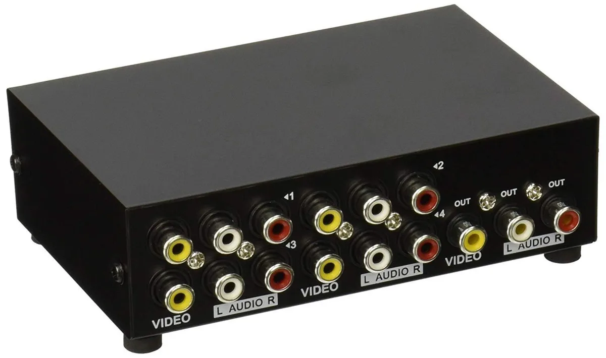 BUCIER BUCIER 4-Way RCA Switch 4 in 1 Out Composite Audio Selector Box — product photo