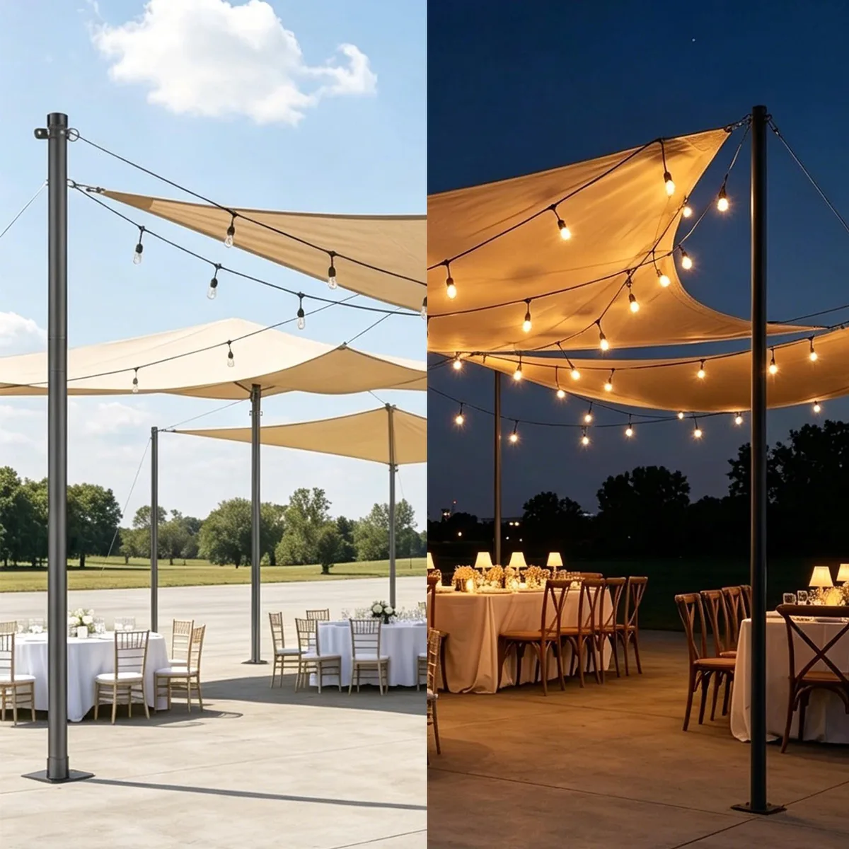 Yescom USA, Inc. Yescom USA, Inc. 07SSP002-10FT-BLACKX6 10 ft 6-pack string light pole statue — product photo