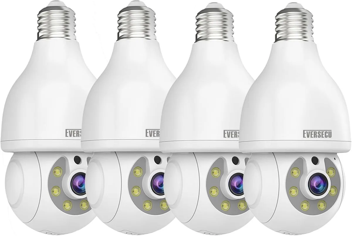 TAURKENAM TAURKENAM 2K 3.0MP Wireless Surveillance Lightbulb Camera White 4-Pack — product photo