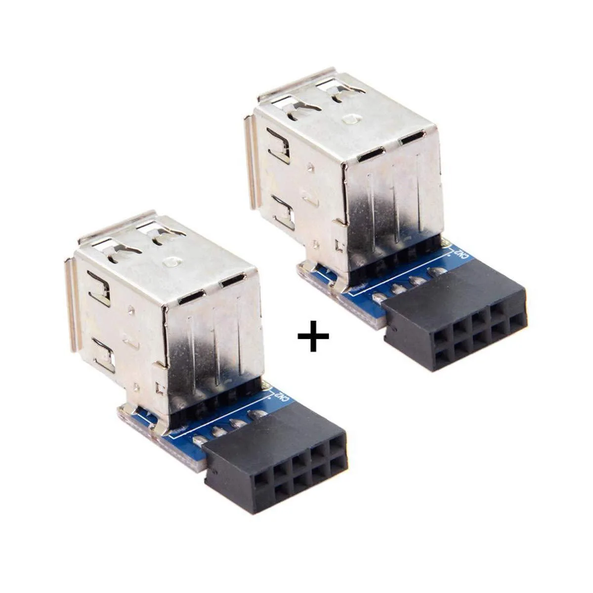 Fervit Fervit 9Pin/10Pin Motherboard Header to Dual USB 2.0 Female Adapter Vertical Type 2pcs — product photo