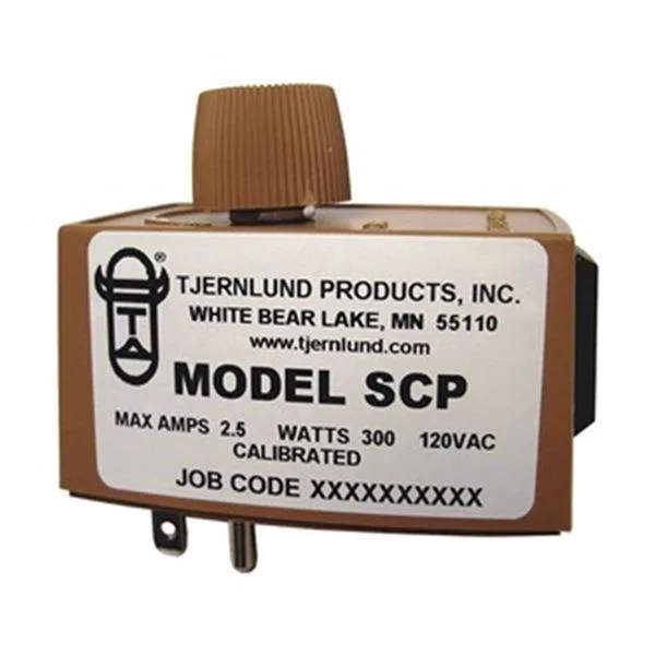 Black plastic plug-in speed control dial, 3 inches tall, 2 inches wide and deep