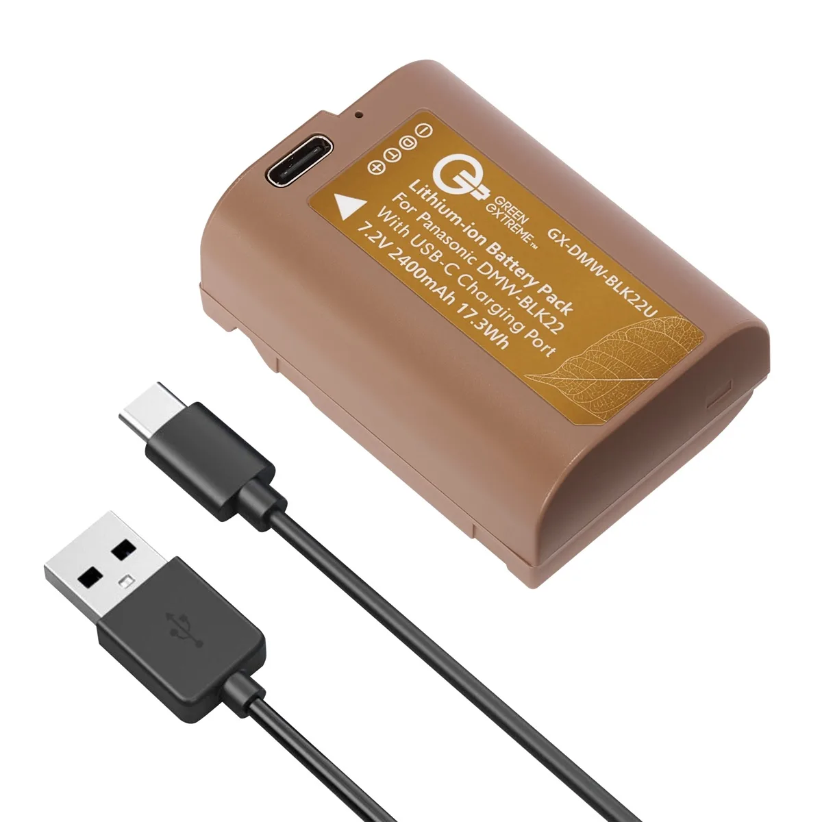 Green Extreme Battery Green Extreme Battery DMW-BLK22U 2400mAh USB-C camera accessory — product photo