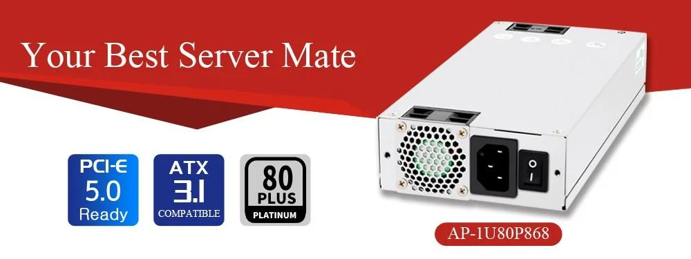 Athena Power Athena Power AP-1U80P868 800W 1U server power supply — product photo