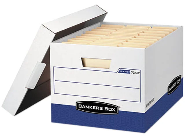 Bankers Box Bankers Box 0724303 R-Kive Max Storage Box Letter/Legal Locking Lid 4/Carton — product photo
