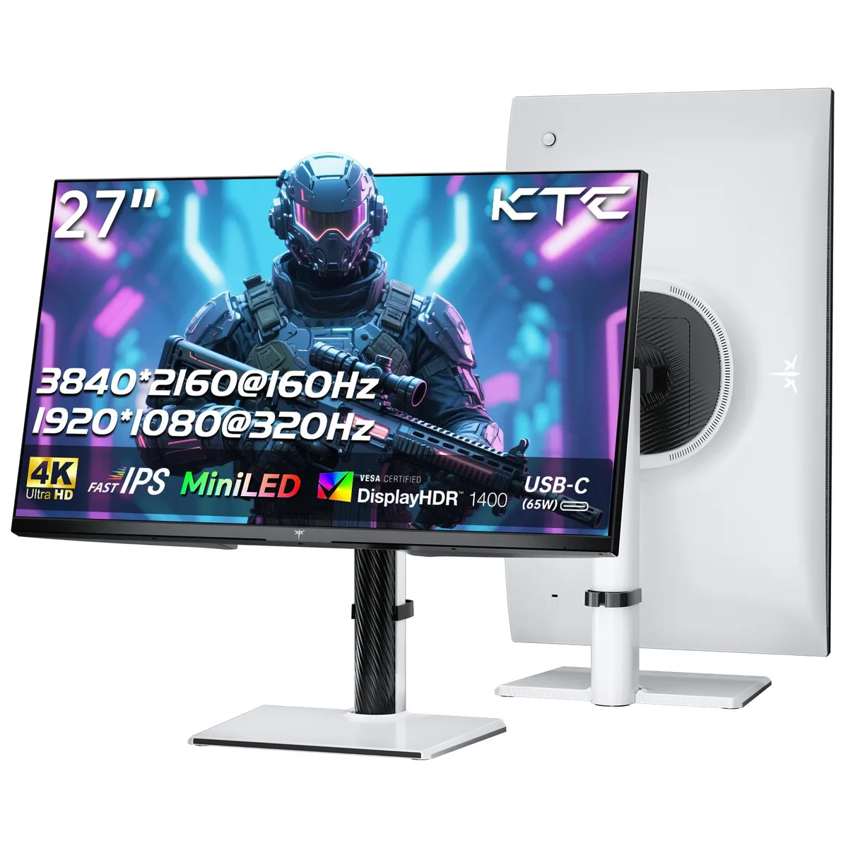 KTC KTC M27P6 27" 4K MiniLED Gaming Monitor White — product photo